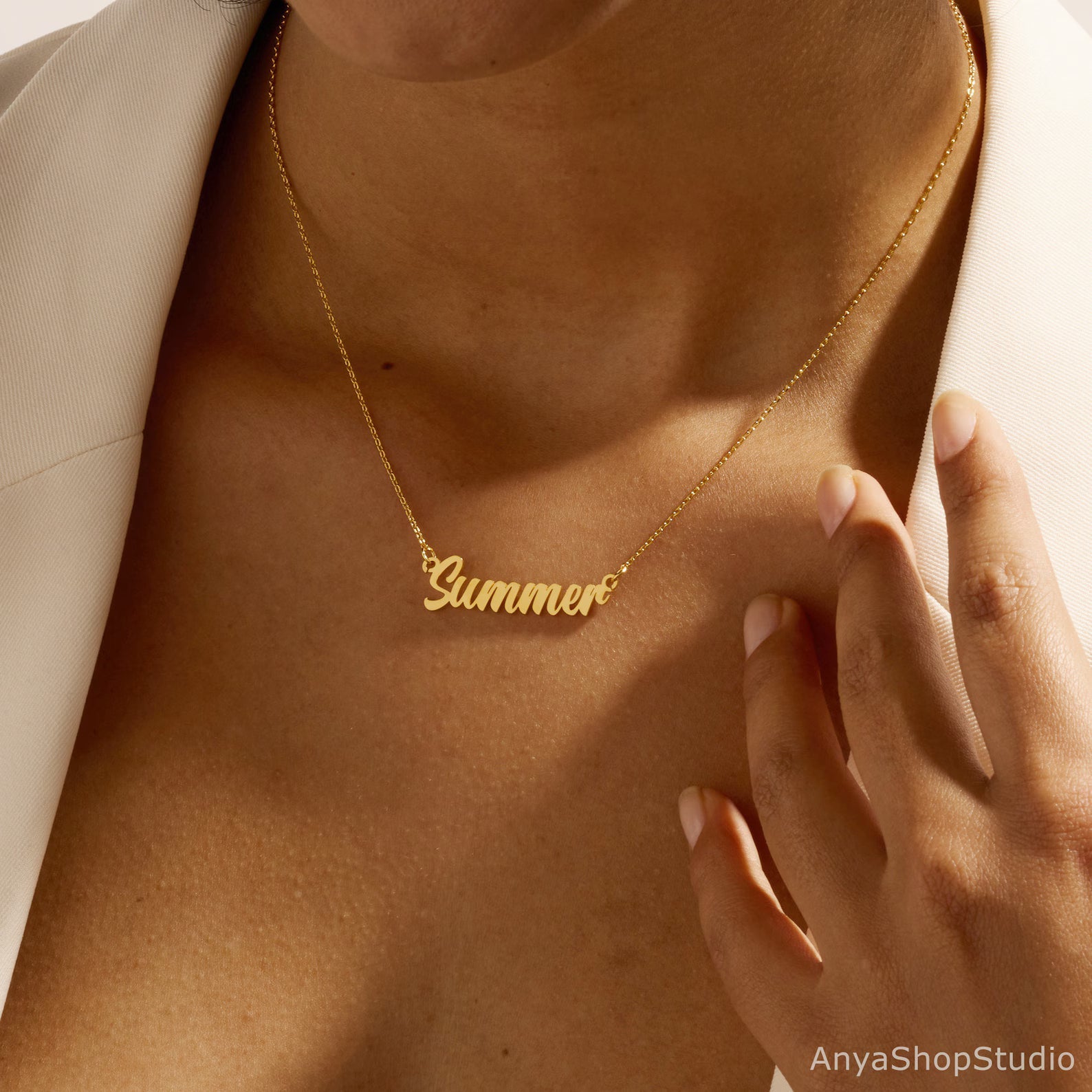 Custom Name Necklace, 18K Gold Plated Name Necklace